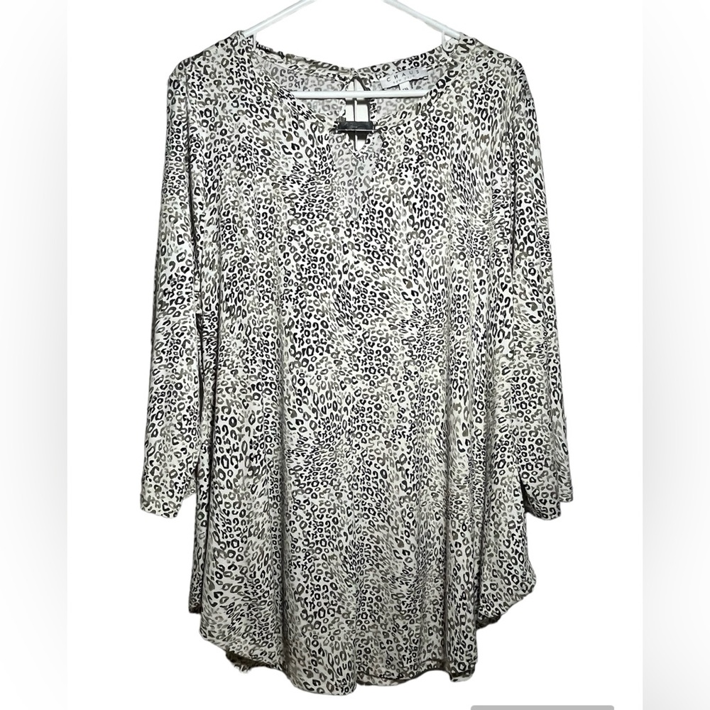CHAUS New York Animal Print Women’s Top Tunic, Long Sleeve Sz XXL
